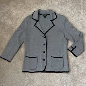 Talbots Black & White Quarter Sleeve Knitted Cardigan